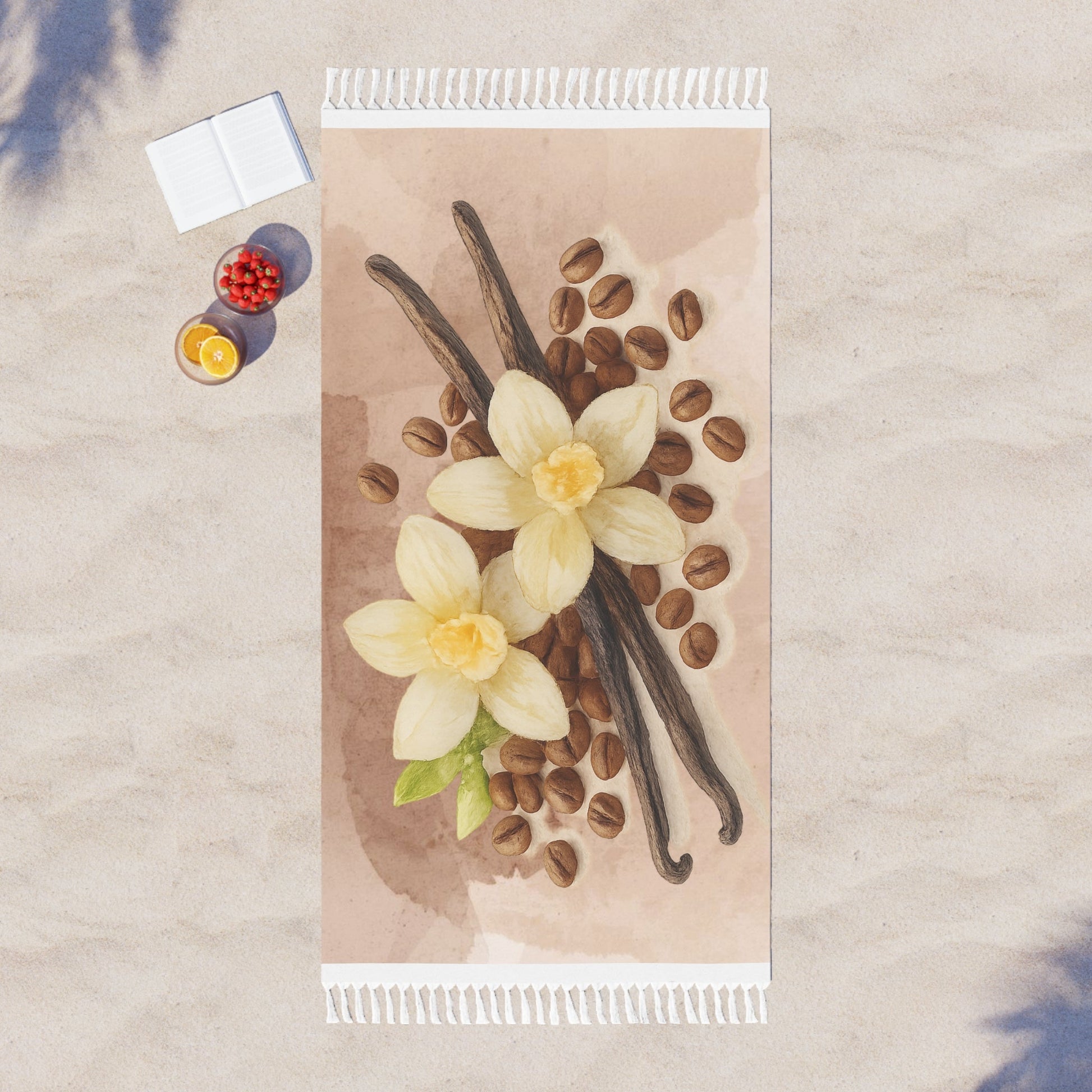 Vanilla Bean Watercolor Floral Beach Towel | Boho Beach Cloth Scented Sanctuary - Sacred Sensuality - The Quiet Edit Studios