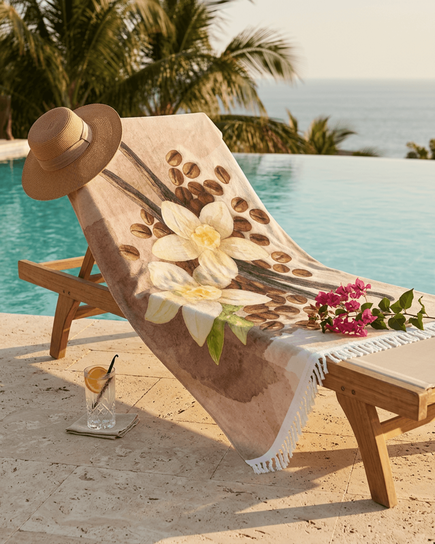 Vanilla Bean Watercolor Floral Beach Towel | Boho Beach Cloth Scented Sanctuary - Sacred Sensuality - The Quiet Edit Studios