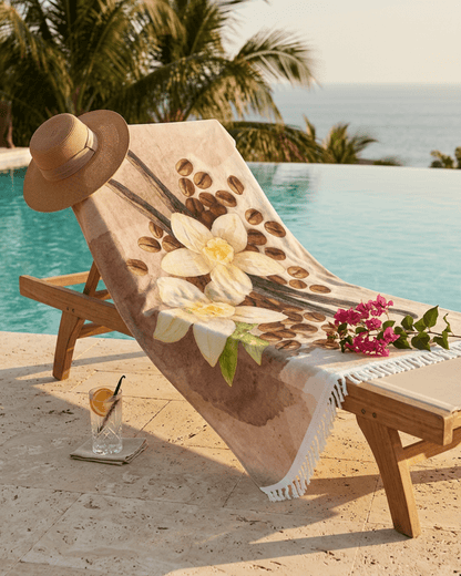 Vanilla Bean Watercolor Floral Beach Towel | Boho Beach Cloth Scented Sanctuary - Sacred Sensuality - The Quiet Edit Studios